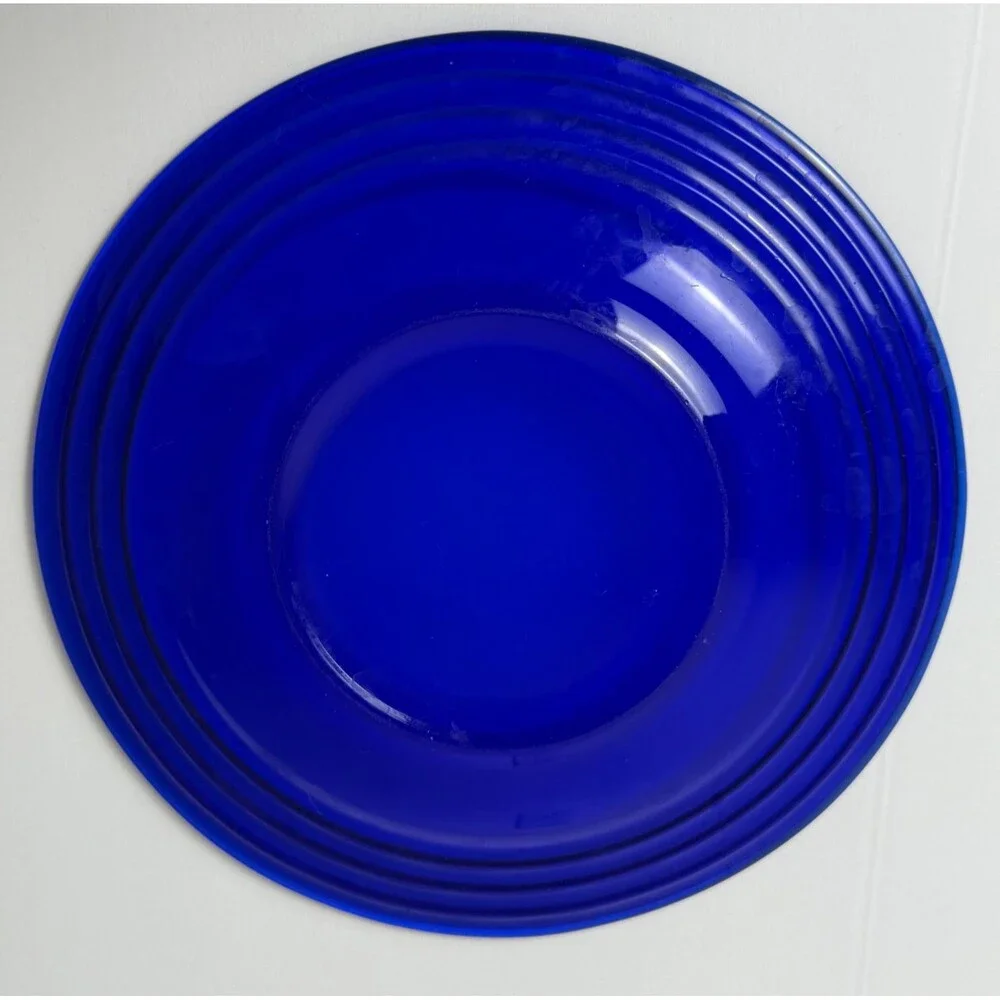 Bormioli Rocco Forum Saphir Vintage Cobalt Blue Glass Salad Plate‎ Dessert Italy